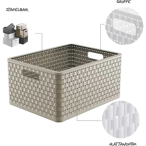 Фото - Короб для зберігання Rotho А4 COUNTRY 28 л капучино (11668.2)