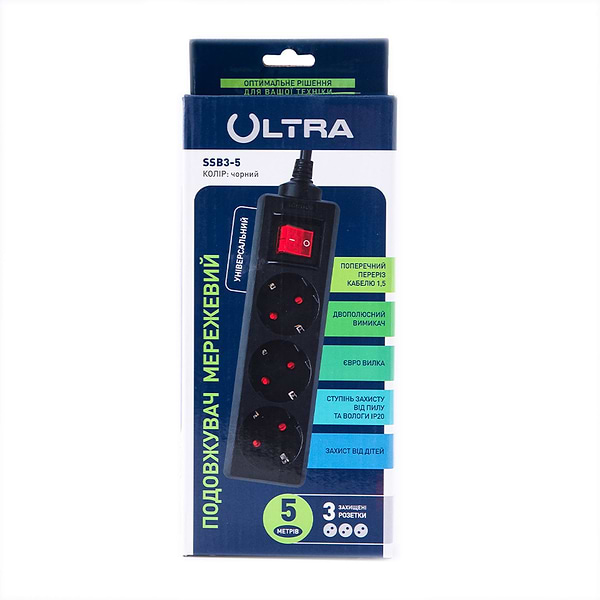 Фото - Мережевий фільтр Ultra SSB3-5 V2 Чорний
