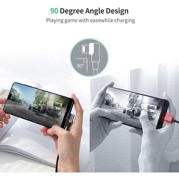 Фото - Кабель синхронізації даних UGREEN US284 USB - Type-C Cable Angled Alum. Braid 2 м Black (50942)