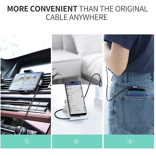 Фото - Кабель синхронізації даних UGREEN US284 USB - Type-C Cable Angled Alum. Braid 2 м Black (50942)