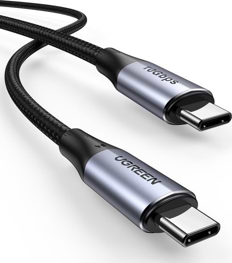 Фото - Кабель синхронизации данных UGREEN US355 Type-C - Type-C 3.1 Gen2 5A 1 m Black (80150)