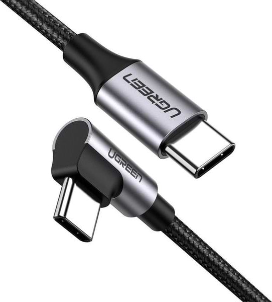 Фото - Кабель синхронизации данных UGREEN US255 Type-C-Type-C Angled 3A Cable 1 м Gray/Black (50123)