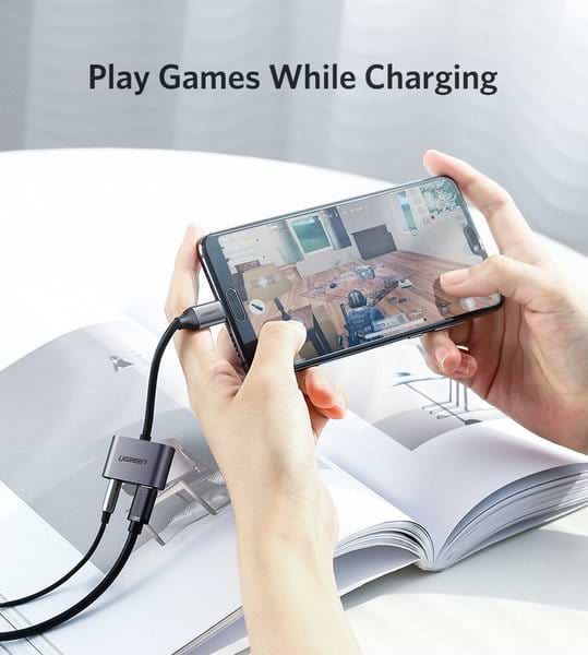 Фото - Перехідник аудіо UGREEN CM193 Hub Type-C M - 3.5mm F+Type-C F Adapter Gray (50596)