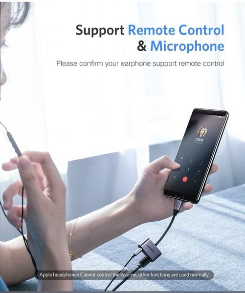 Фото - Перехідник аудіо UGREEN CM193 Hub Type-C M - 3.5mm F+Type-C F Adapter Gray (50596)