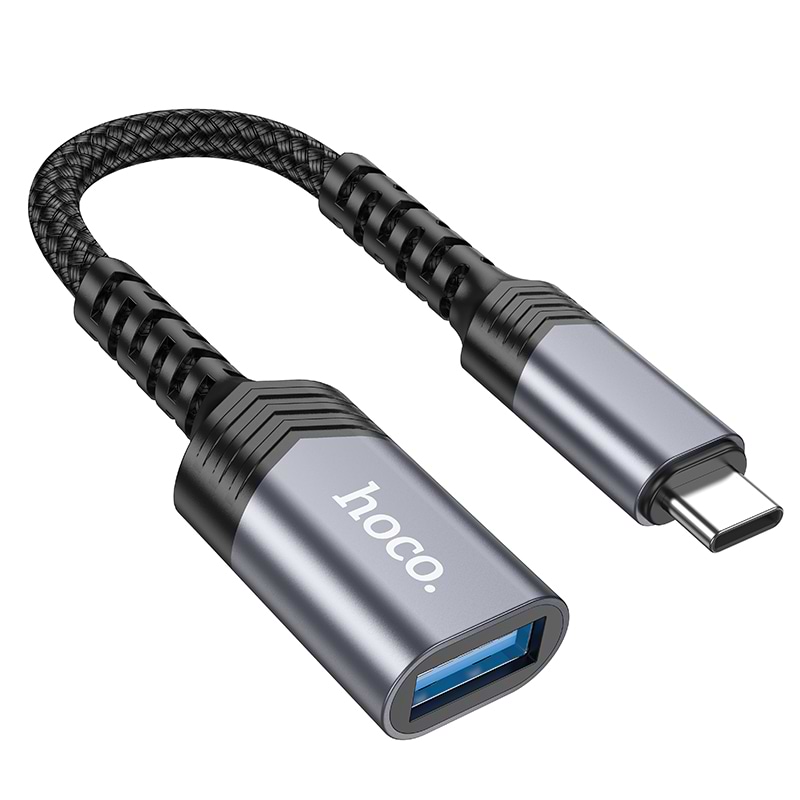 Переходник HOCO UA24 Type-C male to USB female 3.0 Metal Gray (6942007608848)
