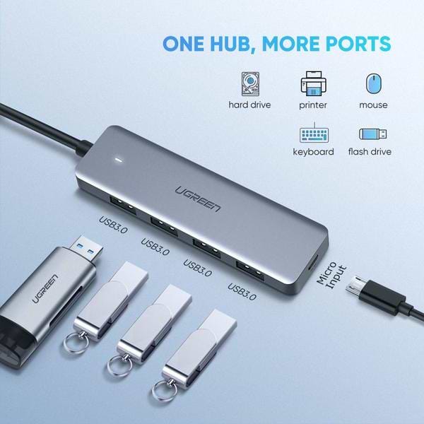 Фото - Хаб USB UGREEN CM219 Type-C - 3xUSB with MicroUSB Power Port Gray (70336)