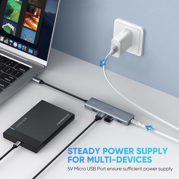Фото - Хаб USB UGREEN CM219 Type-C - 3xUSB with MicroUSB Power Port Gray (70336)