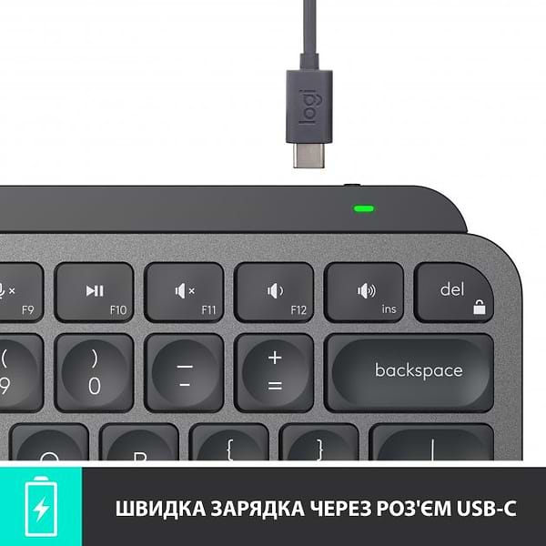 Фото - Клавіатура бездротова Logitech MX Keys Mini Wireless Illuminated UA Graphite (920-010498)