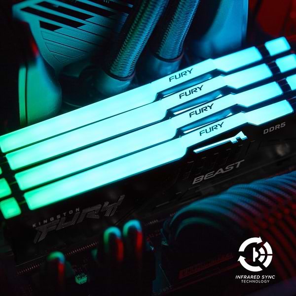 Фото - Память DDR Kingston DDR5 16GB 5200 MHz Fury Beast RGB (KF552C36BBEA-16)