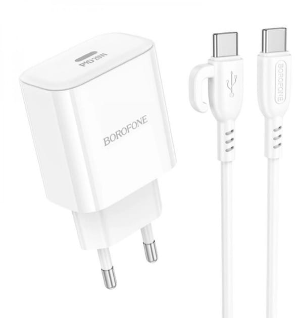 Сетевое зарядное устройство BOROFONE BA81A single port PD20W charger set Type-C to Type-C EU White (6941991108204)
