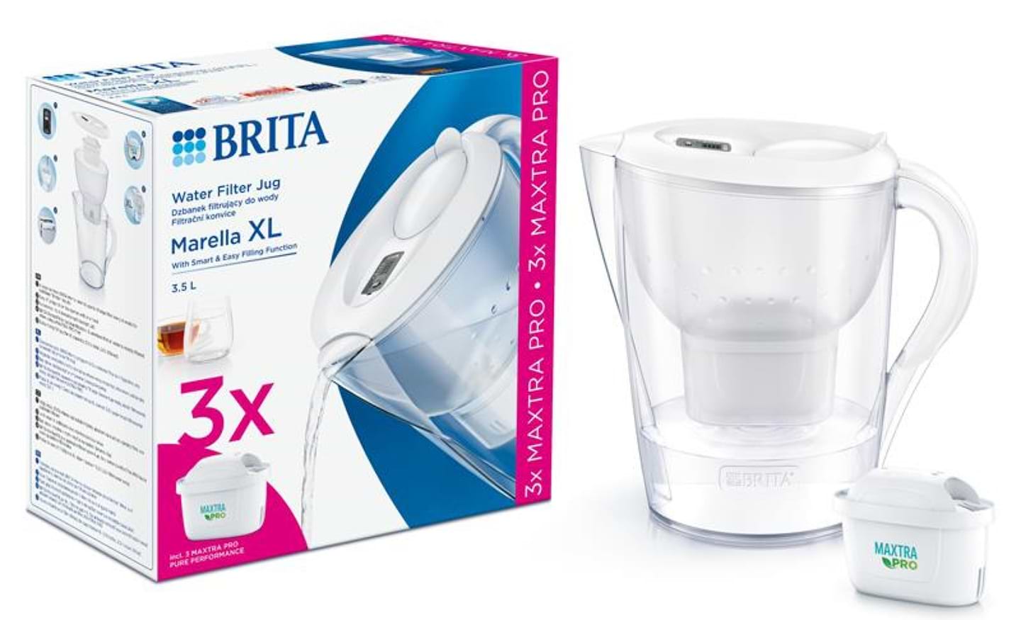 Фильтр-кувшин Brita Marella XL MXpro White + 3 картриджа - Фото 1