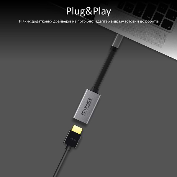 Фото - Переходник Promate HDMI-USB Type-C medialink-h1.grey