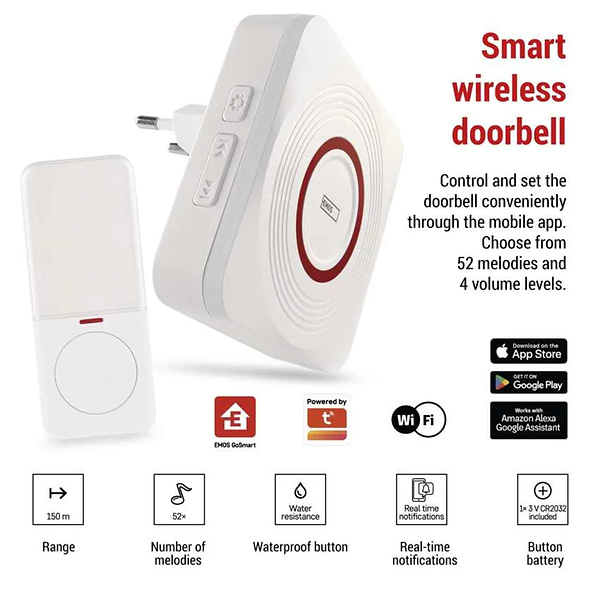 Фото - Бездротовий дверний дзвінок EMOS Розумний P5735WS WIFI