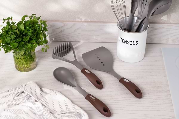 Фото - Ложка кухарська Ardesto Gemini 32 см Gray/Brown (AR2140PG)