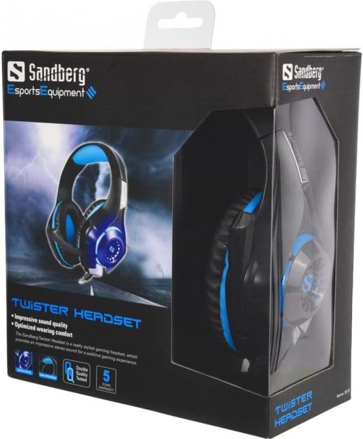 Фото - Гарнитура проводная игровая Sandberg Twister Headset Led (125-79)