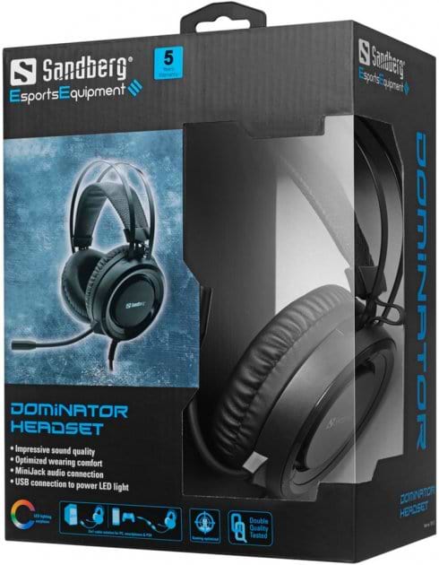 Фото - Гарнітура дротова ігрова Sandberg Dominator Headset RGB (126-22)