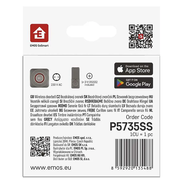 Фото - Бездротовий дверний дзвінок EMOS Розумний P5735SS WIFI