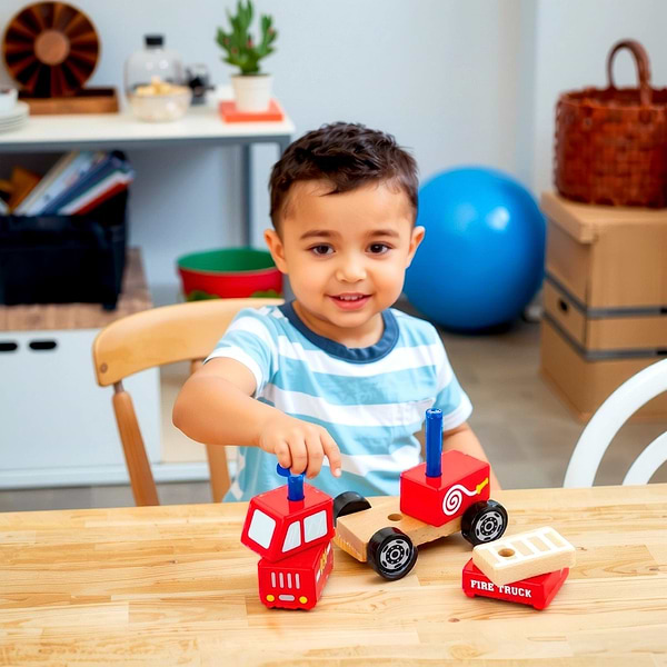 Фото - Пірамідка Viga Toys Пожежна машинка (50203FSC)