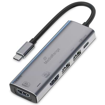 Хаб USB MediaRange 5-in-1 Multiport Hub silver (MRCS511)