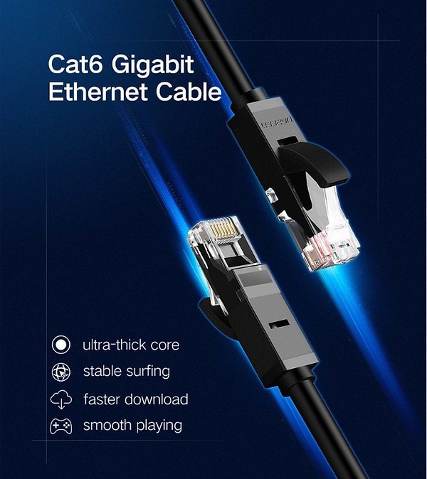 Фото - Кабель патч-корд UGREEN NW102 Cat 6 U/UTP Lan Cable 1m Black (20159)