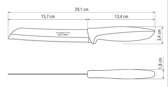 Фото - Ніж для хліба Tramontina Plenus Light Grey 178 мм (23422/137)