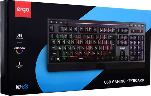 Фото - Клавіатура дротова ігрова Ergo ENG/RUS/UKR Black (KB-612)