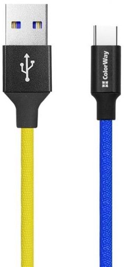 Кабель синхронізації даних Colorway USB-Type-C 1m  (CW-CBUC052-BLY) - Фото 1