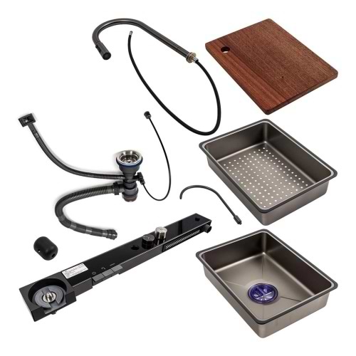 Фото - Мойка кухонная Platinum 75x46D PVD серая Handmade "ВОДОСПАД"