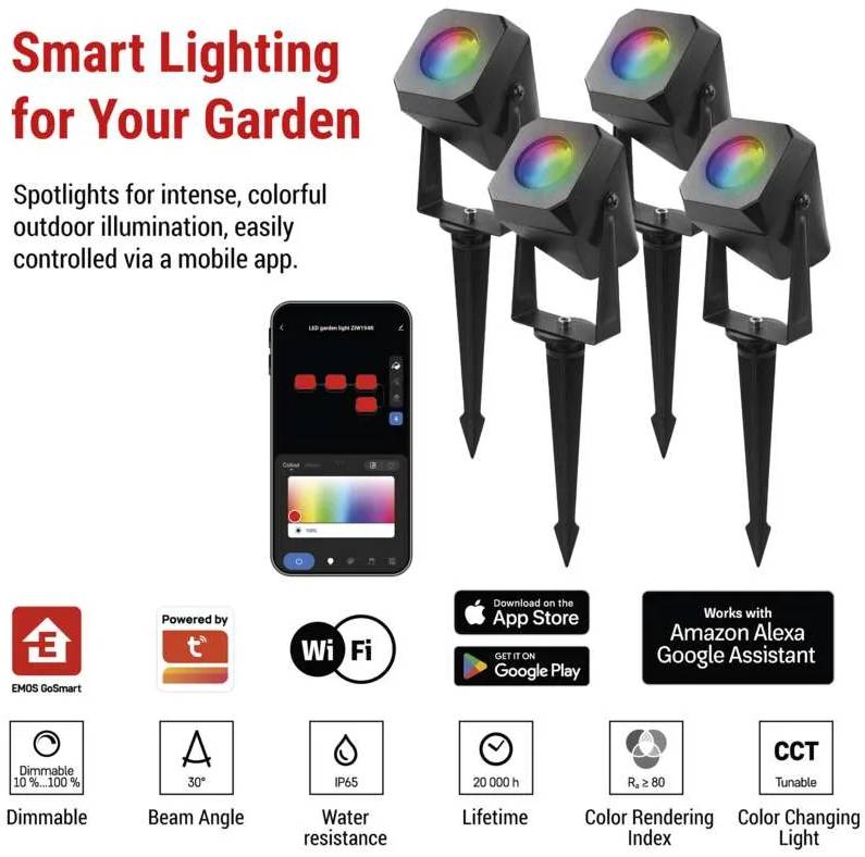 Фото - Світлодіодний прожектор EMOS ZIW194R,комплект 4 шт,7Вт,RGBIC,WIFI