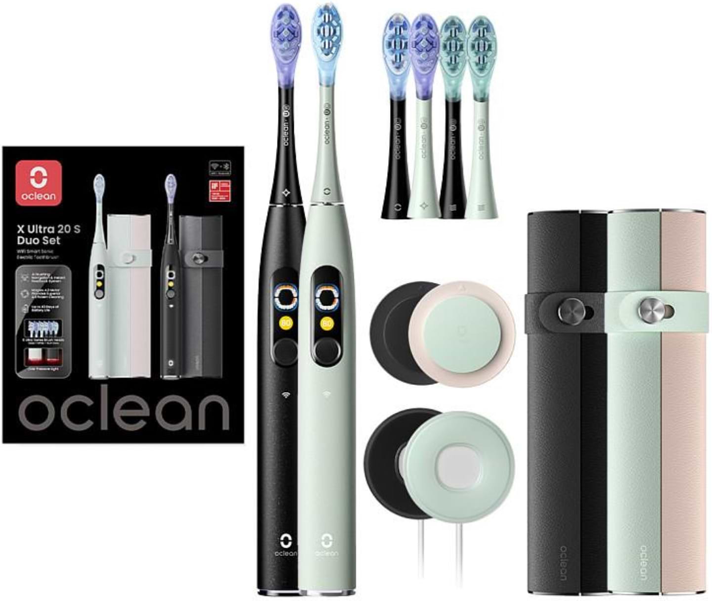 Зубна щітка електрична Oclean X Ultra 20 S Duo Set Green+Black (6970810557152) - Фото 1