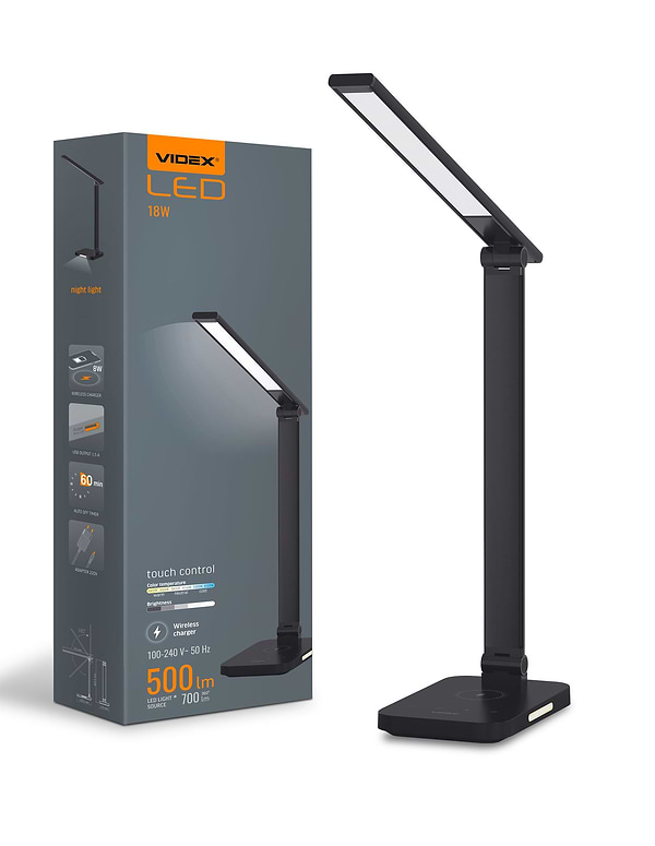 Фото - Настільна лампа Videx з бездротовою зарядкою VL-TF17B 18W 1800-6500K (27467)