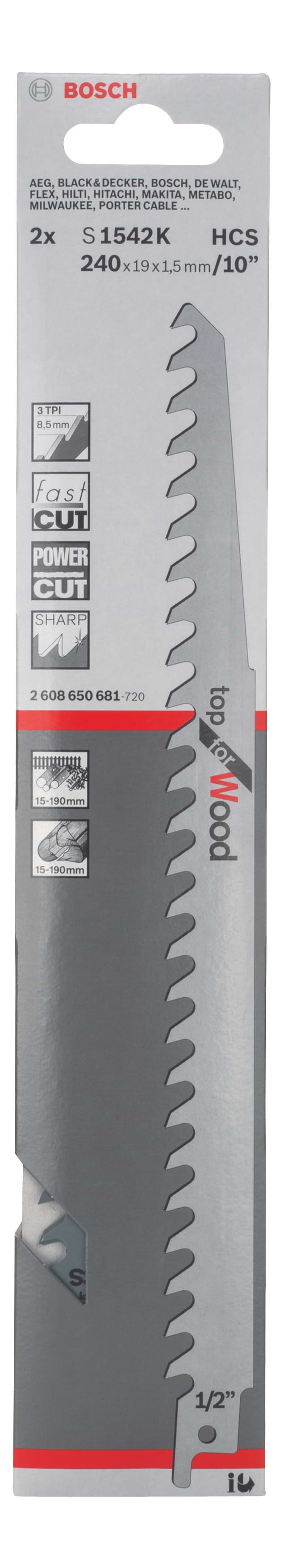 Полотно Bosch S 1542 K 3TPI 2 шт. (2.608.650.681)