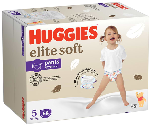 Фото - Одноразовые подгузники-трусики Huggies Elite Soft Pants Размер 5 (12-17кг), 68 шт. (5029053582467)