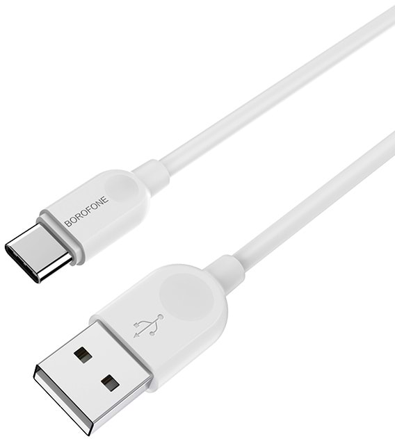 Фото - Кабель синхронізації даних BOROFONE BX14 USB to Type-C 2.4A, 2m White (6957531090021)