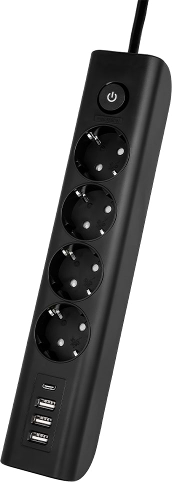 Фото - Мережевий фільтр Ultra PB70431 (4 роз., 3 USB, 1 Type-C, 2,5м) Чорний