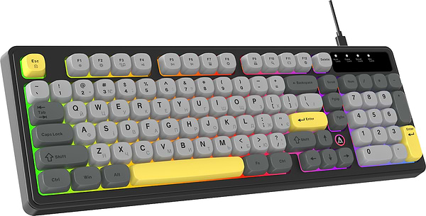 Фото - Клавиатура проводная игровая Ajazz AF98 Black Gray Yellow (AF98-BGY)