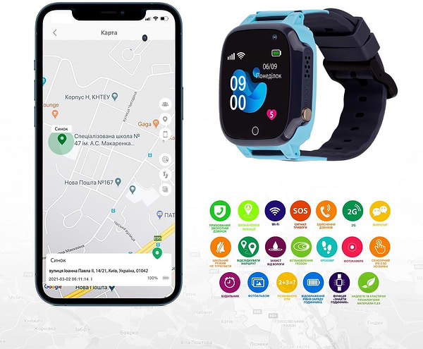 Фото - Дитячий годинник AmiGo GO008 Milky GPS WIFI Blue