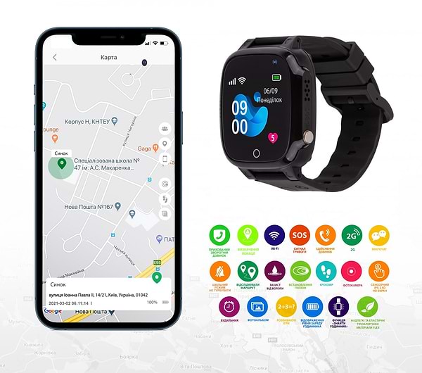 Фото - Детские часы AmiGo GO008 Milky GPS WIFI Black