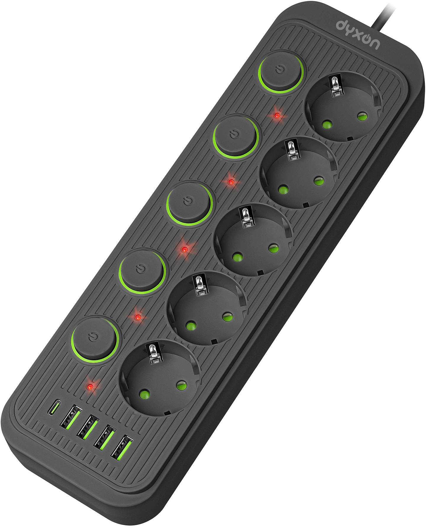 Мережевий фільтр Dyxon 5+4 USB-A+USB-C (PD)+5 Power switch 2m Black (DXN-MFP-54PD2MB) - Фото 1