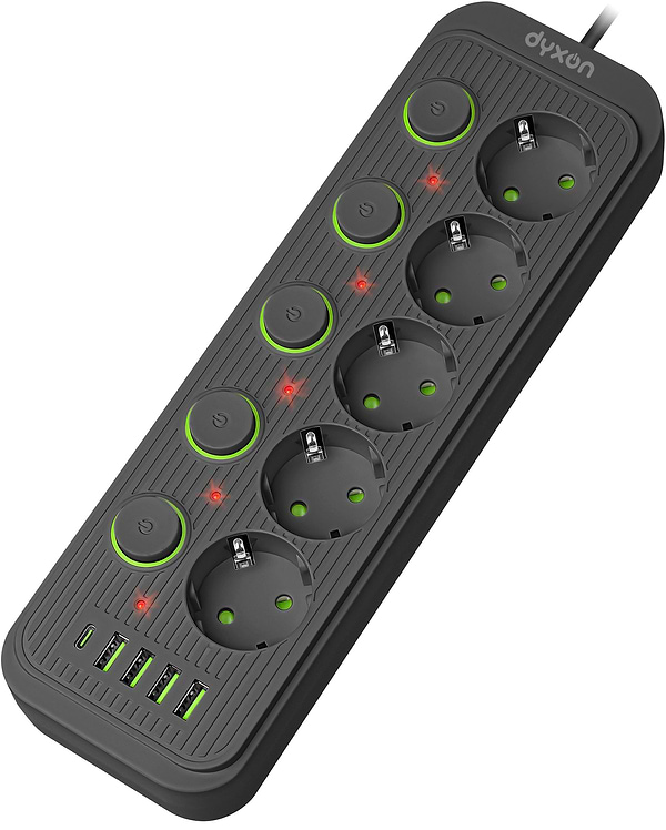 Фото - Сетевой фильтр Dyxon 5+4 USB-A+USB-C (PD)+5 Power switch 2m Black (DXN-MFP-54PD2MB)