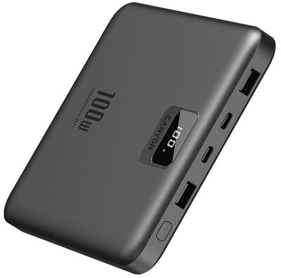 Фото - Батарея мобільна Canyon PB-2008 LED FLAT 20000 mAh PD100W QC3.0 Dark Grey (CNE-CPB2008DG)