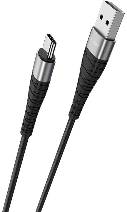 Кабель синхронізації даних BOROFONE BX32 USB to Type-C 2.4A, 1m Black (6931474710451)