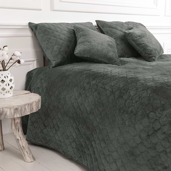 Фото - Покрывало полуторное ТЕП Velour 150x210 см Серый/Ромб круглый (4-00515_2239)