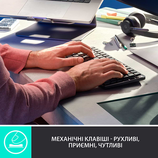 Фото - Клавіатура бездротова Logitech MX Mechanical Mini Illuminated BT Clicky Graphite UA (920-010782)
