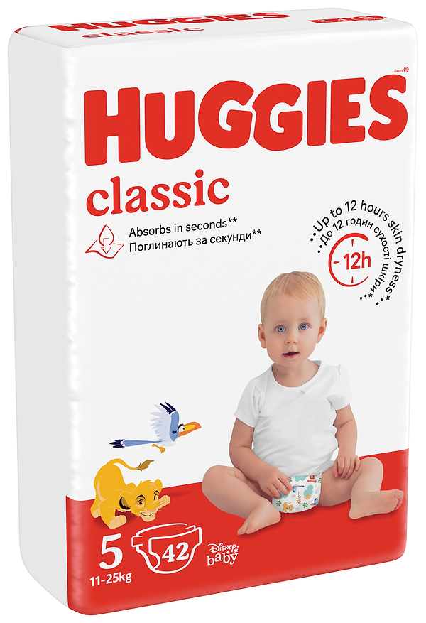 Фото - Одноразові підгузки Huggies Classic Розмір 5 (11-25 кг) Jumbo, 42 шт. (5029053543185)