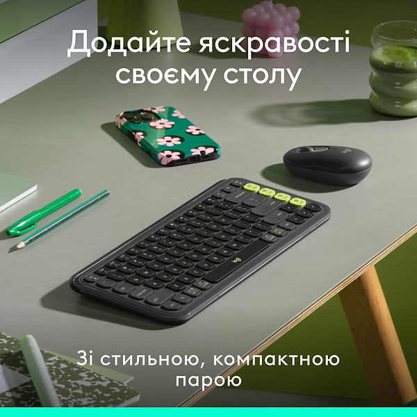 Фото - Клавиатура+мышь беспроводная Logitech POP Icon COMBO Graphite UKR (920-013156)