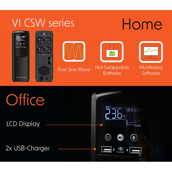 Фото - Источник бесперебойного питания PowerWalker VI 1500 CSW IEC (10121124)