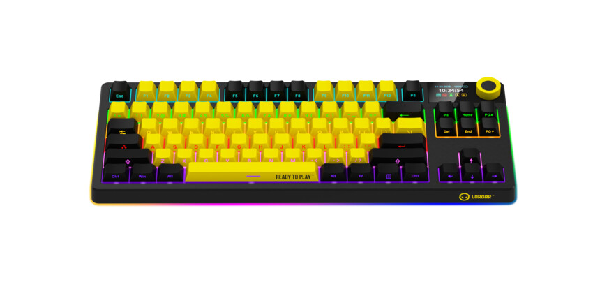Фото - Клавиатура беспроводная игровая Lorgar KBP70TKLW Wireless TKL Mechanical Pro Black-Yellow (LRG-KBP70TKLW-YL-US)