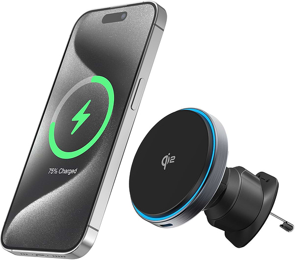 Фото - Автотримач з бездротовою зарядкою Proove Titanium Circle Qi2 15W Gray (WHTC15010003)