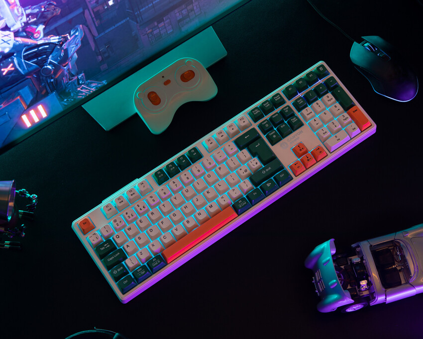 Фото - Клавиатура беспроводная игровая Canyon Shadder GKW-11 RGB Silent UA Wireless White (CND-SKBW11)